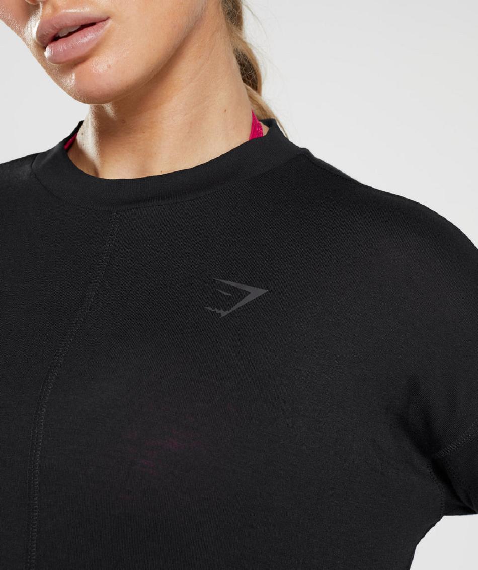 Gymshark Gs Power Long Sleeve Ženske T Shirts Crne | HR 3291CTV